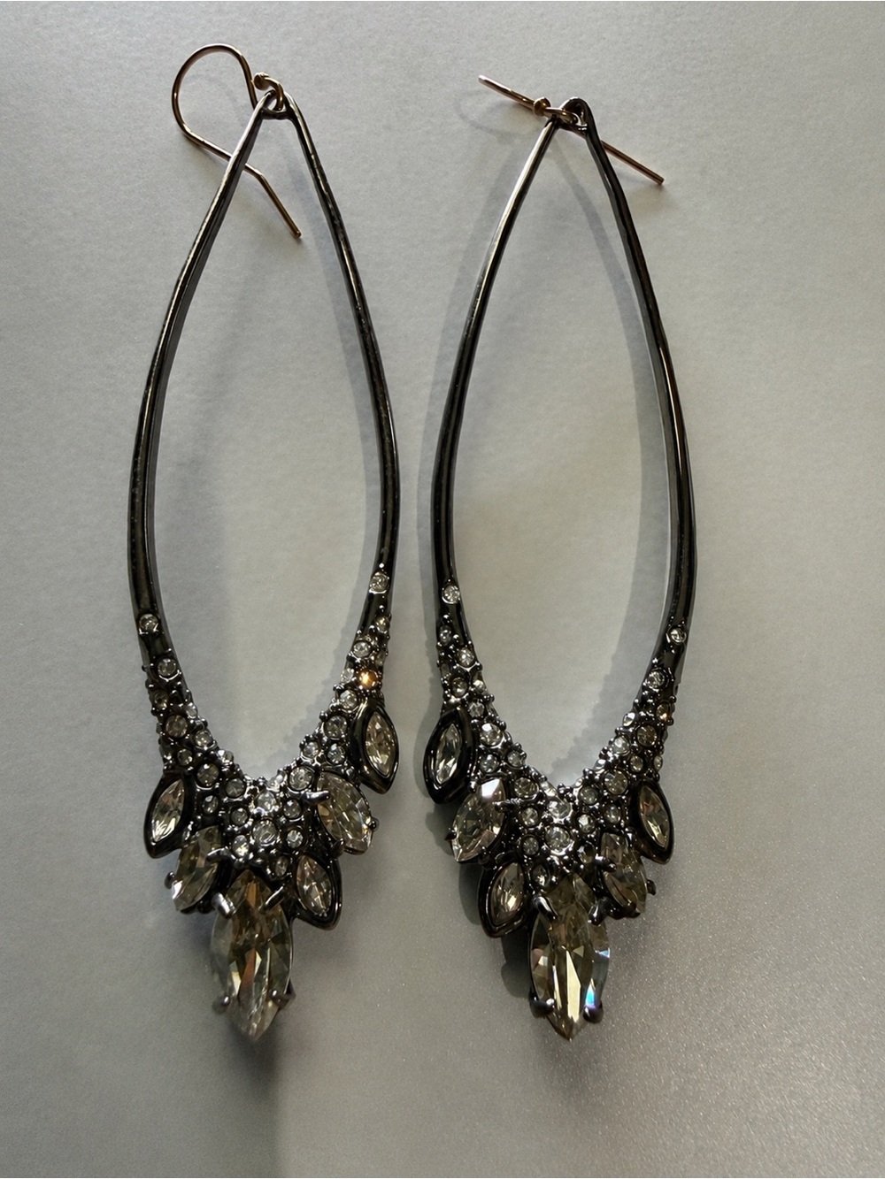 Rare Authentic Alexis Bittar Crystal Open Teardrop Earrings - Picture 3 of 8